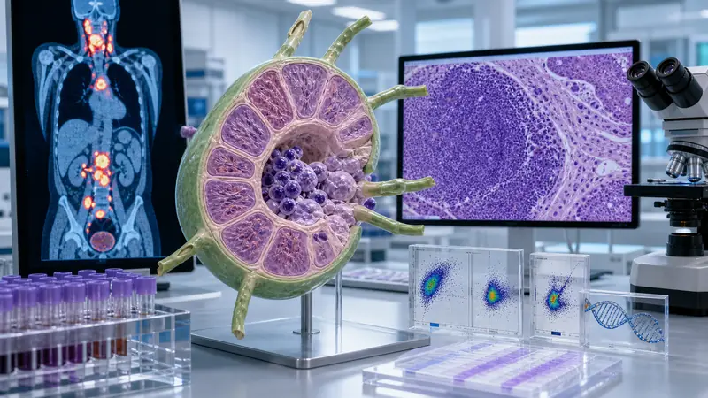 Lymph node anatomy, PET-CT and pathology illustrating lymphoma diagnosis and classification