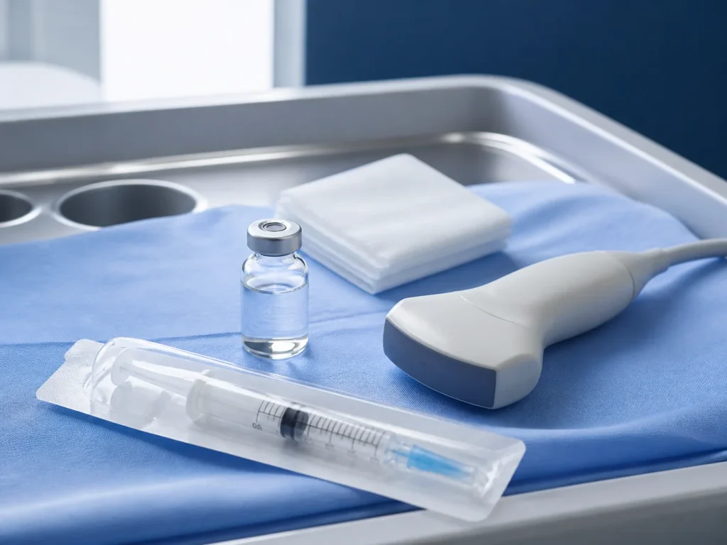Sterile regenerative medicine injection preparation with ultrasound equipment