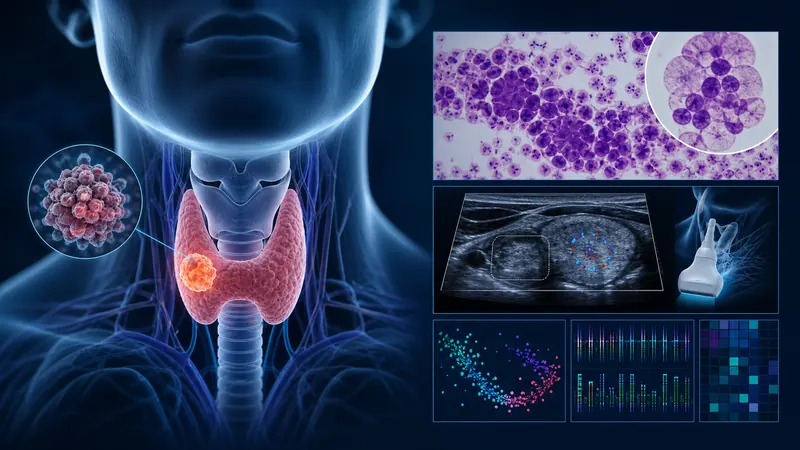 Thyroid cancer evaluation with neck anatomy, pathology, ultrasound and molecular testing